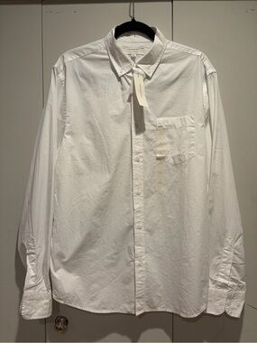NWT Banana Republic Men’s White Button Down Slim Untucked 100% Organic Cotton  L